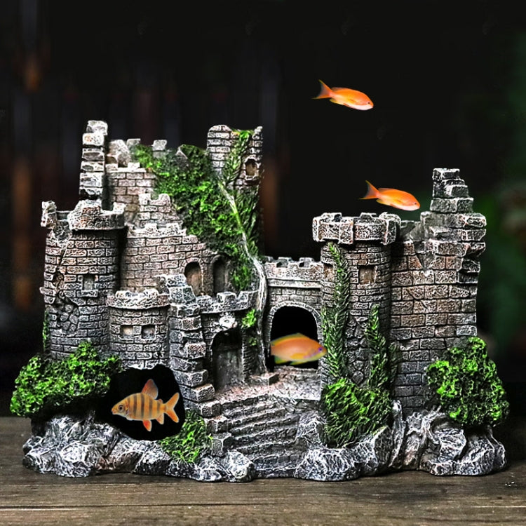 Serbatoio di pesce Antico Castello Decorazione in resina Acquario Cavern Decorazione dell'edificio, Ancient Castle