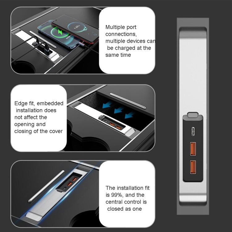 Per Tesla Model 3/Y Car USB-C/Type-C + 2 porte USB 3.0 Docking Station HUB, T1