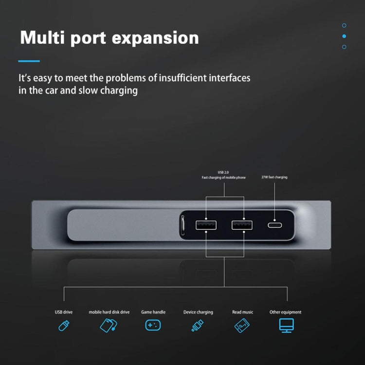 Per Tesla Model 3/Y Car T09 Console centrale Docking station hub USB 27W 3 in 1, T09