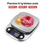 Piccola bilancia elettronica multifunzionale da cucina ad alta precisione Bilancia per alimenti con display digitale LCD, 3kg/ 0.1g, 5kg/ 0.1g, 10kg/ 1g