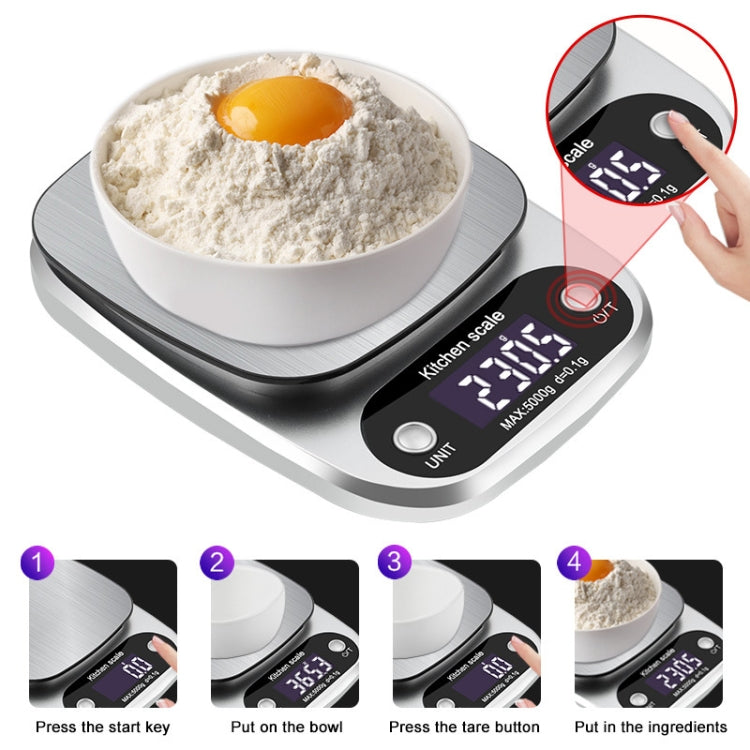 Piccola bilancia elettronica multifunzionale da cucina ad alta precisione Bilancia per alimenti con display digitale LCD, 3kg/ 0.1g, 5kg/ 0.1g, 10kg/ 1g