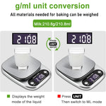 Piccola bilancia elettronica multifunzionale da cucina ad alta precisione Bilancia per alimenti con display digitale LCD, 3kg/ 0.1g, 5kg/ 0.1g, 10kg/ 1g