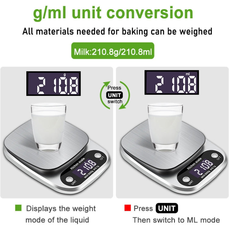 Piccola bilancia elettronica multifunzionale da cucina ad alta precisione Bilancia per alimenti con display digitale LCD, 3kg/ 0.1g, 5kg/ 0.1g, 10kg/ 1g