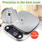 Piccola bilancia elettronica multifunzionale da cucina ad alta precisione Bilancia per alimenti con display digitale LCD, 3kg/ 0.1g, 5kg/ 0.1g, 10kg/ 1g