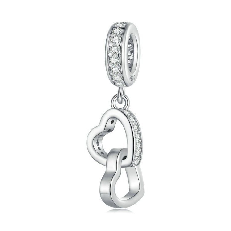 Ciondolo a forma di cuore in argento sterling S925 intrecciato con zirconi platino, SCC2455