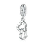 Ciondolo a forma di cuore in argento sterling S925 intrecciato con zirconi platino, SCC2455