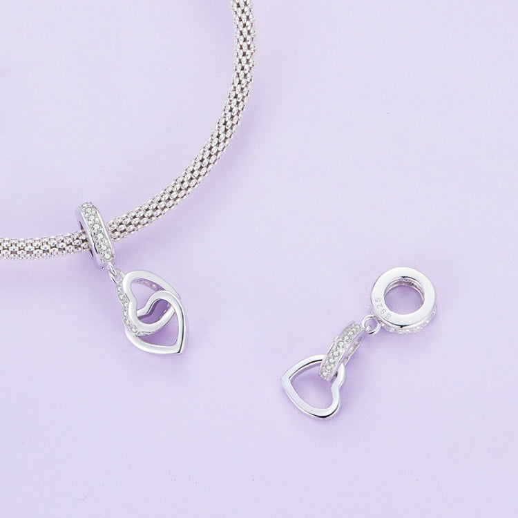 Ciondolo a forma di cuore in argento sterling S925 intrecciato con zirconi platino, SCC2455