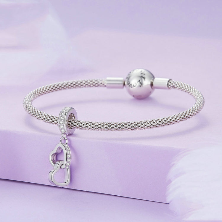 Ciondolo a forma di cuore in argento sterling S925 intrecciato con zirconi platino, SCC2455