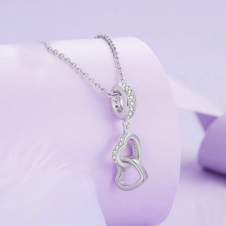 Ciondolo a forma di cuore in argento sterling S925 intrecciato con zirconi platino, SCC2455