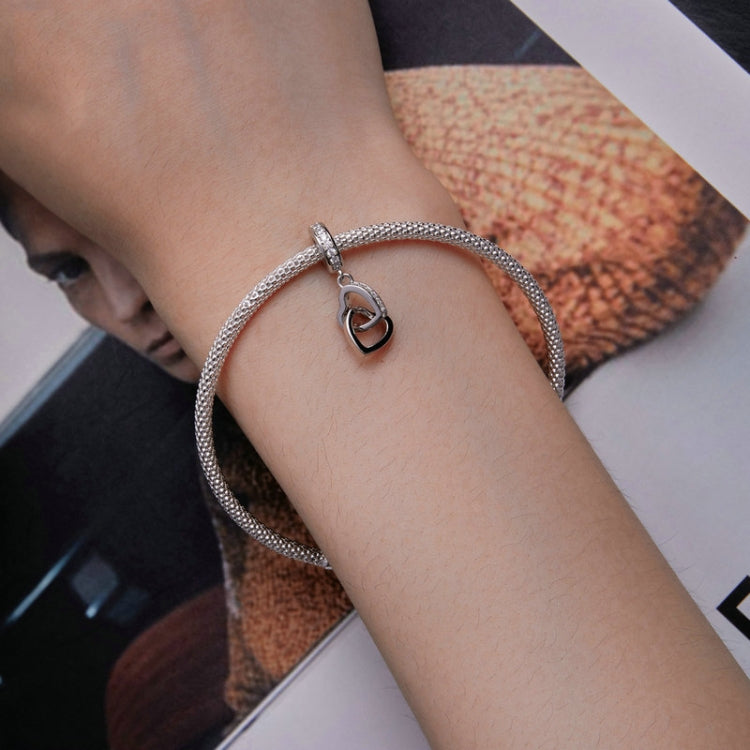 Ciondolo a forma di cuore in argento sterling S925 intrecciato con zirconi platino, SCC2455