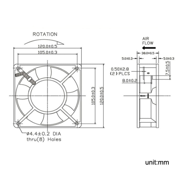 Ventola di raffreddamento da 12 cm, XIN RUI FENG XRF12038HASL 110V Oil Bearing, XIN RUI FENG XRF12038HASL 220V Oil Bearing, XIN RUI FENG XRF12038HASL 380V Oil Bearing