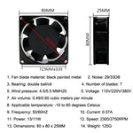 Ventola di raffreddamento per armadio silenzioso da 8 cm, SMUOM SF8025AT 220V Oil Bearing, SMUOM SF8025AT 220V Double Ball Bearing, SMUOM SF8025AT 110V Oil Bearing, SMUOM SF8025AT 110V Double Ball Bearing