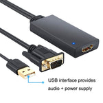 HD55Y Cavo adattatore da VGA a HDMI Convertitore da VGA+USB a HD 1080P con alimentatore, VGA+USB To HDMI