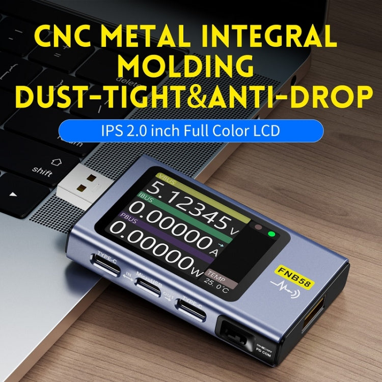 Amperometro USB Tipo-C FNIRSI FNB58 Tester Alimentazione