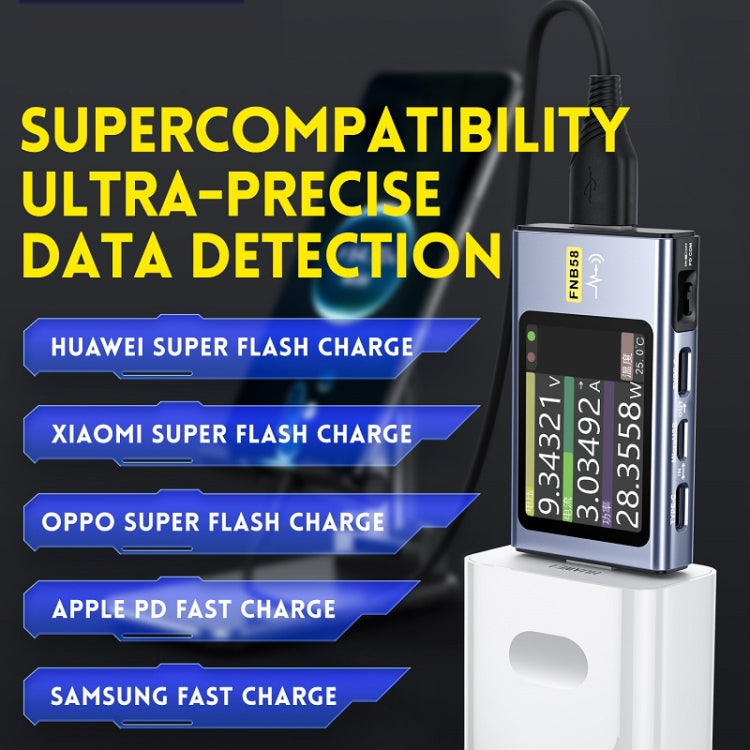 Amperometro USB Tipo-C FNIRSI FNB58 Tester Alimentazione