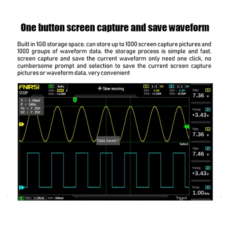 Oscilloscopio digitale FNIRSI 2 in 1 100MHz 1GS/s doppio canale