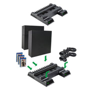 Per PS4 / PS4 Slim / PS4 Pro Ventola di raffreddamento Stand Console Verticale Stand Cooler con caricatore doppio controller, JL-P1908