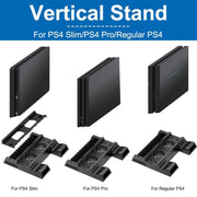 Per PS4 / PS4 Slim / PS4 Pro Ventola di raffreddamento Stand Console Verticale Stand Cooler con caricatore doppio controller, JL-P1908