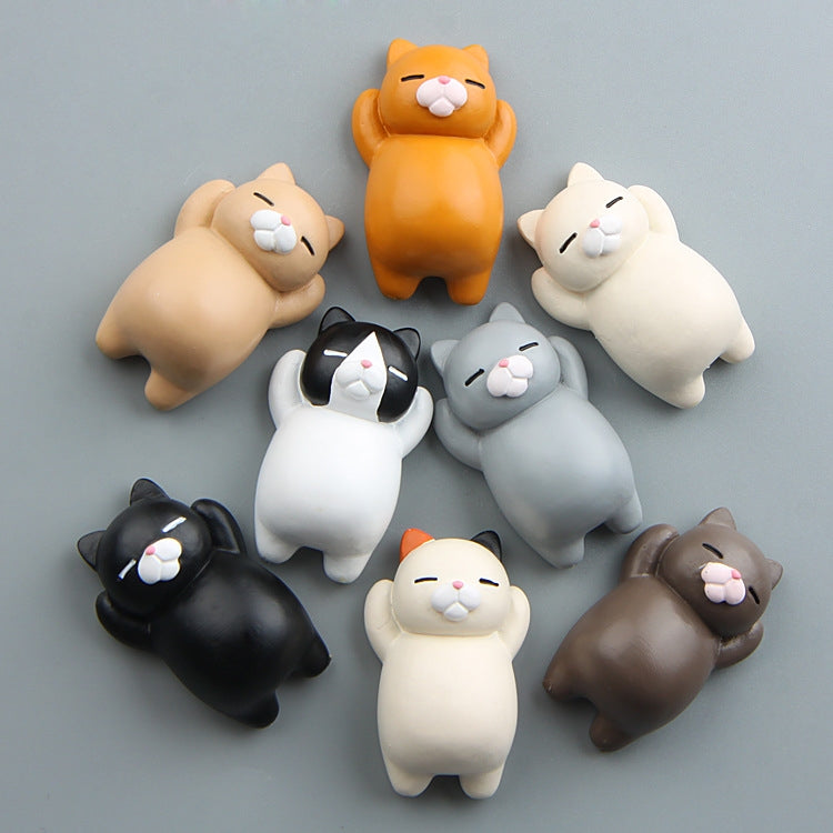 Magnete per frigorifero con gatto dei cartoni animati Ornamento in resina, With Magnetic Sticker, Without Magnetic Sticker