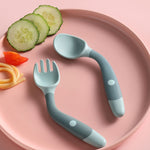 4 set Bambini che mangiano stoviglie da tavola Cucchiaio morbido in silicone pieghevole per bambini, Green, Pink, Yellow, Purple, Boxed Green, Boxed Pink, Boxed Yellow, Boxed Purple