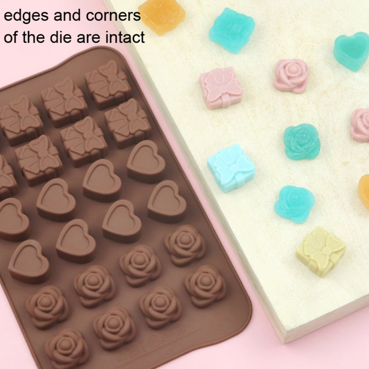Stampo per cioccolato in silicone da 2 pezzi Stampo per torta di caramelle natalizie in gelatina, stile:, Gift Box, Shell, Star, Heart To Heart