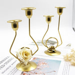 Portacandele a doppia testa in ferro battuto, decorazione per la tavola di nozze, candelabri, Silk, Iron