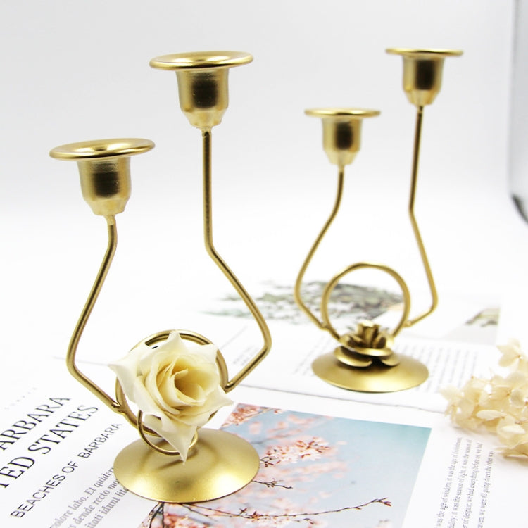 Portacandele a doppia testa in ferro battuto, decorazione per la tavola di nozze, candelabri, Silk, Iron