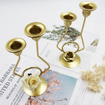 Portacandele a doppia testa in ferro battuto, decorazione per la tavola di nozze, candelabri, Silk, Iron