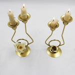 Portacandele a doppia testa in ferro battuto, decorazione per la tavola di nozze, candelabri, Silk, Iron