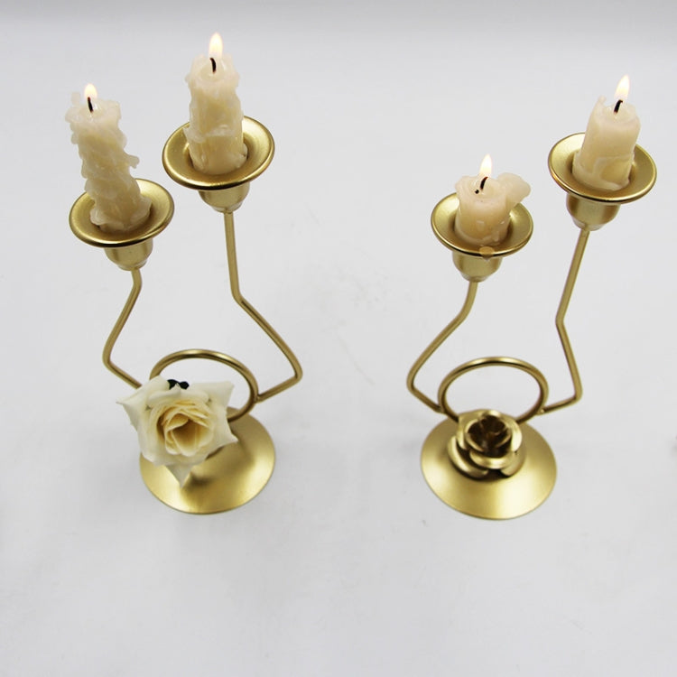 Portacandele a doppia testa in ferro battuto, decorazione per la tavola di nozze, candelabri, Silk, Iron