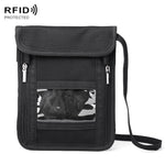ZD-WM-06 RFID Hanging Neck Bag Passport Bag Anti-scanning Anti-magnetic Messenger ID Bag, ZD-WM-06 Black
