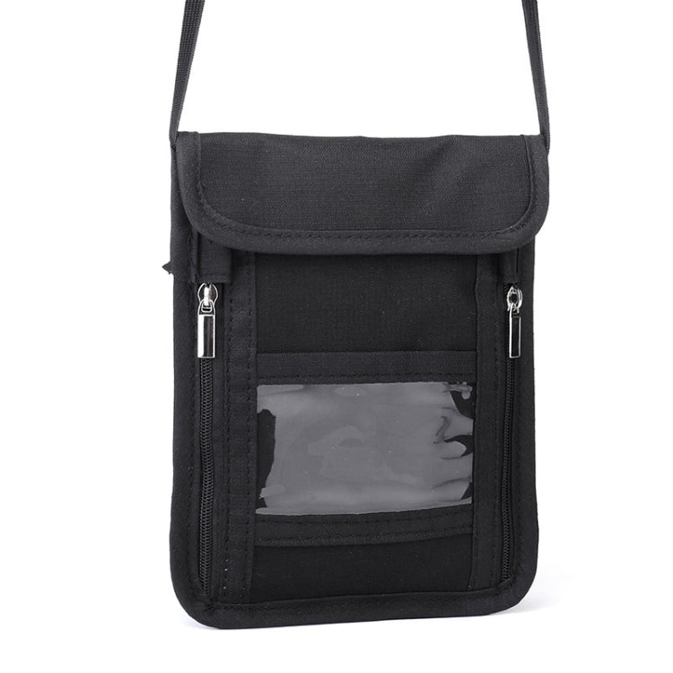 ZD-WM-06 RFID Hanging Neck Bag Passport Bag Anti-scanning Anti-magnetic Messenger ID Bag, ZD-WM-06 Black