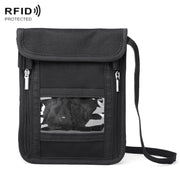 ZD-WM-06 RFID Hanging Neck Bag Passport Bag Anti-scanning Anti-magnetic Messenger ID Bag, ZD-WM-06 Black, ZD-WM-06 Beige Yellow