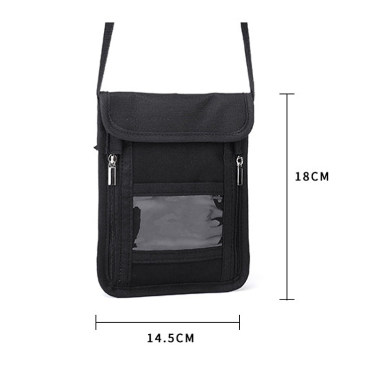 ZD-WM-06 RFID Hanging Neck Bag Passport Bag Anti-scanning Anti-magnetic Messenger ID Bag, ZD-WM-06 Black