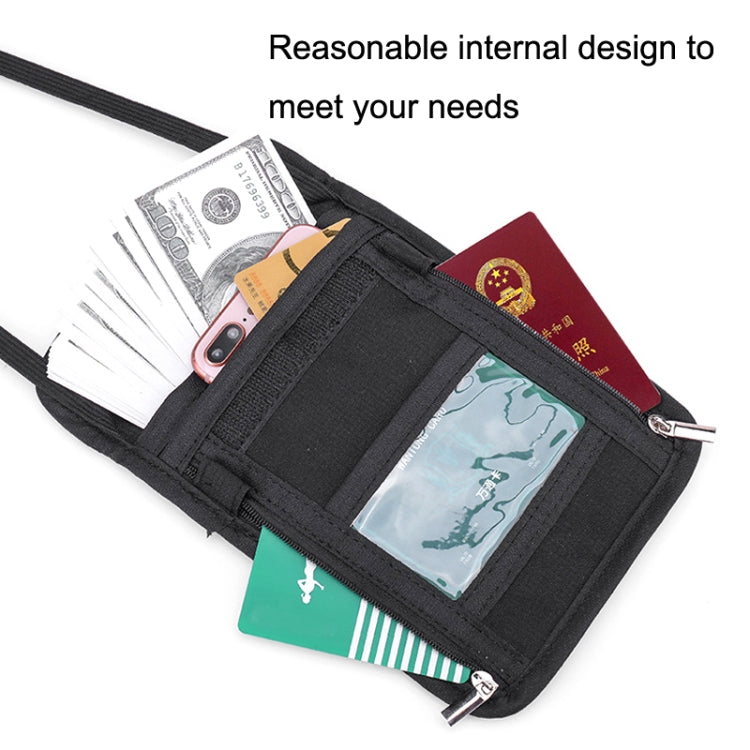 ZD-WM-06 RFID Hanging Neck Bag Passport Bag Anti-scanning Anti-magnetic Messenger ID Bag, ZD-WM-06 Black