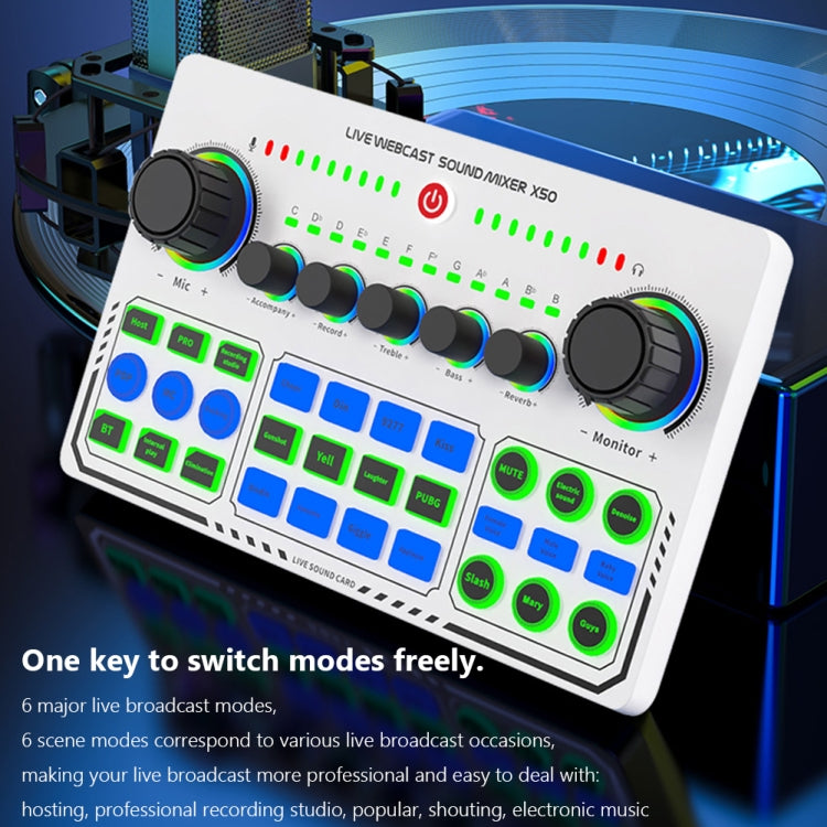 Scheda audio live X50 Bluetooth con LED RGB e porta OTG