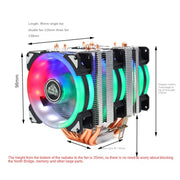 Radiatore per CPU con doppio tubo di rame per computer desktop Super silenzioso, 2 Tube Without Light 3-pin Single Fan, 2 Tube Without Light 3-pin Double Fan, 2 Tube Red Light 3-pin Single Fan, 2 Tube Blue Light 3-pin Single Fan                        ...