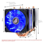 Radiatore per CPU con doppio tubo di rame per computer desktop Super silenzioso, 2 Tube Without Light 3-pin Single Fan, 2 Tube Without Light 3-pin Double Fan, 2 Tube Red Light 3-pin Single Fan, 2 Tube Blue Light 3-pin Single Fan                        ...