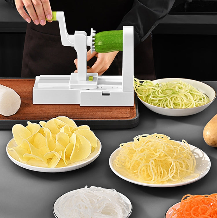 Grattugia Verdura Patate Affettatrice Spirale Vortice Frutta Verdura Macchina Spirale, White, Green