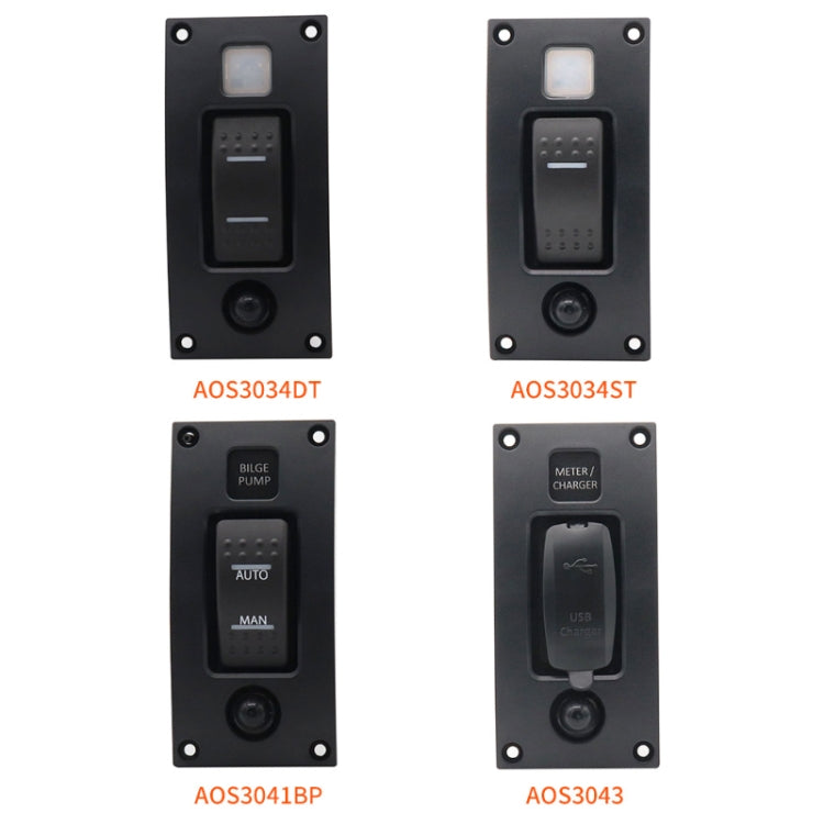 Interruttore di ripristino autobloccante marino con indicatore luminoso di protezione da sovraccarico, ON-OFF-ON 3 Switch, ON-OFF 2 Switch, ON-OFF-ON 3 Switch (Printed), Square 5V 3.4A Car Charging Panel