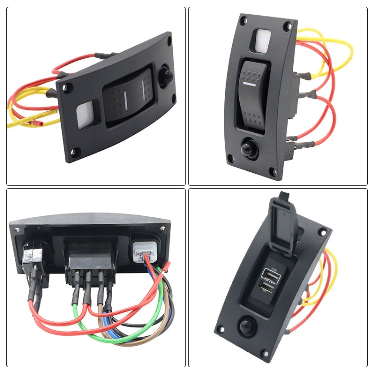 Interruttore di ripristino autobloccante marino con indicatore luminoso di protezione da sovraccarico, ON-OFF-ON 3 Switch, ON-OFF 2 Switch, ON-OFF-ON 3 Switch (Printed), Square 5V 3.4A Car Charging Panel