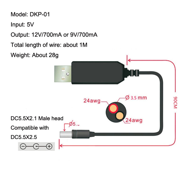 Cavo USB Booster Cavo di alimentazione del router di alimentazione mobile, 2pcs DC 5v to 9v, 2pcs DC 5v to 12v