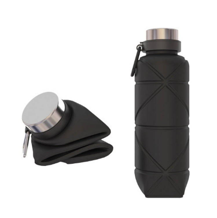 Bicchiere telescopico da viaggio per bottiglia d'acqua pieghevole in silicone per esterni con moschettone, 700ml Black, 700ml Grey, 700ml Red, 700ml Wine Red, 700ml Blue