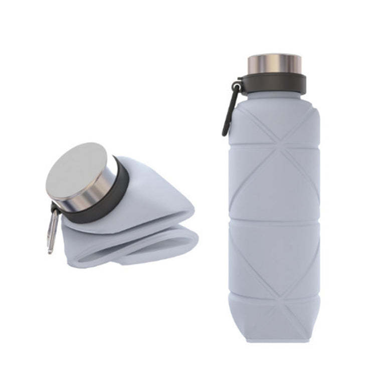 Bicchiere telescopico da viaggio per bottiglia d'acqua pieghevole in silicone per esterni con moschettone, 700ml Black, 700ml Grey, 700ml Red, 700ml Wine Red, 700ml Blue