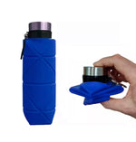 Bicchiere telescopico da viaggio per bottiglia d'acqua pieghevole in silicone per esterni con moschettone, 700ml Black, 700ml Grey, 700ml Red, 700ml Wine Red, 700ml Blue