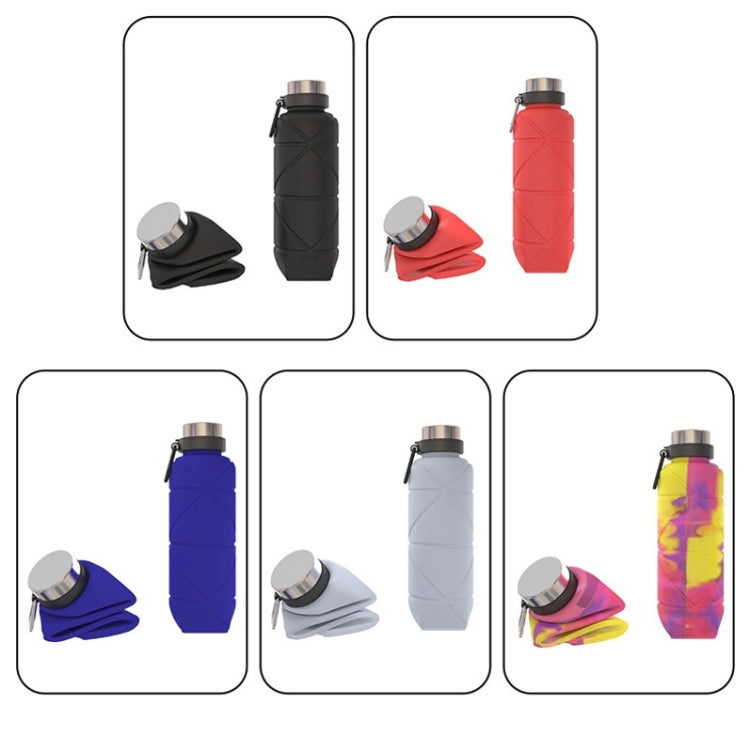 Bicchiere telescopico da viaggio per bottiglia d'acqua pieghevole in silicone per esterni con moschettone, 700ml Black, 700ml Grey, 700ml Red, 700ml Wine Red, 700ml Blue