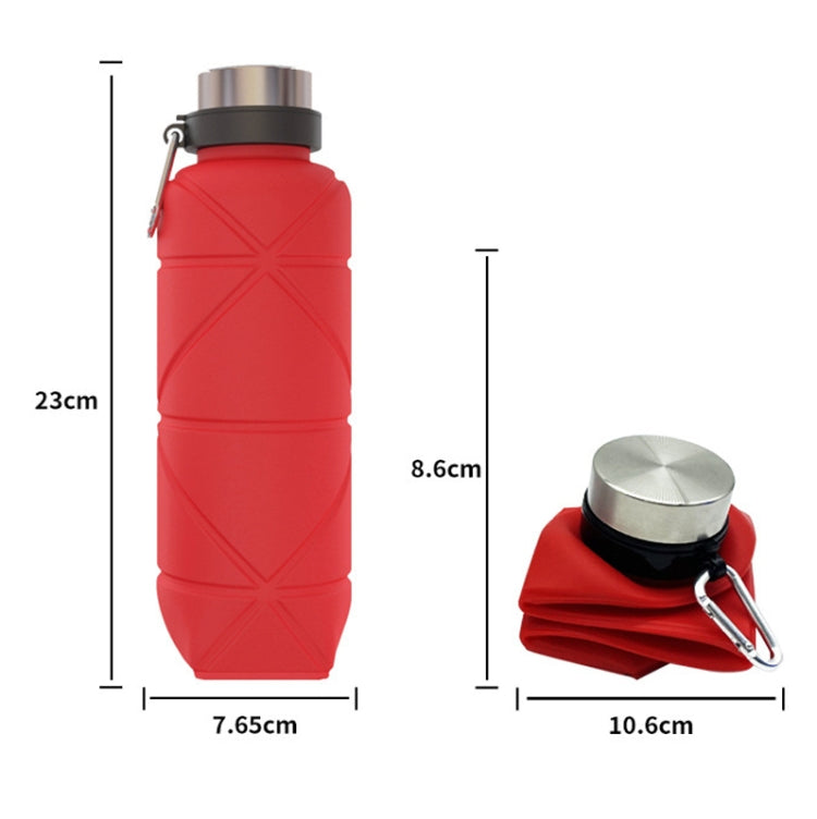 Bicchiere telescopico da viaggio per bottiglia d'acqua pieghevole in silicone per esterni con moschettone, 700ml Black, 700ml Grey, 700ml Red, 700ml Wine Red, 700ml Blue