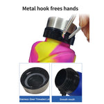 Bicchiere telescopico da viaggio per bottiglia d'acqua pieghevole in silicone per esterni con moschettone, 700ml Black, 700ml Grey, 700ml Red, 700ml Wine Red, 700ml Blue