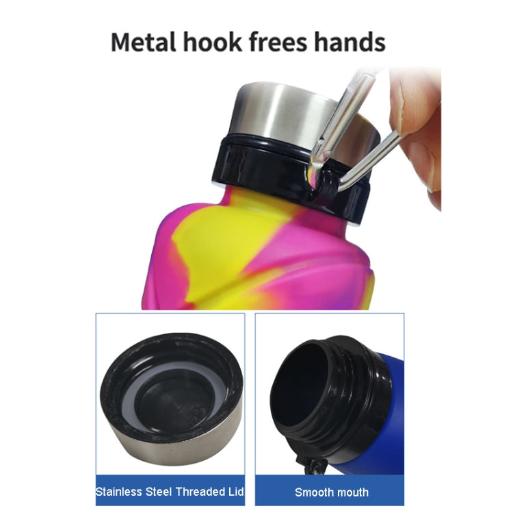Bicchiere telescopico da viaggio per bottiglia d'acqua pieghevole in silicone per esterni con moschettone, 700ml Black, 700ml Grey, 700ml Red, 700ml Wine Red, 700ml Blue