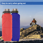Bicchiere telescopico da viaggio per bottiglia d'acqua pieghevole in silicone per esterni con moschettone, 700ml Black, 700ml Grey, 700ml Red, 700ml Wine Red, 700ml Blue